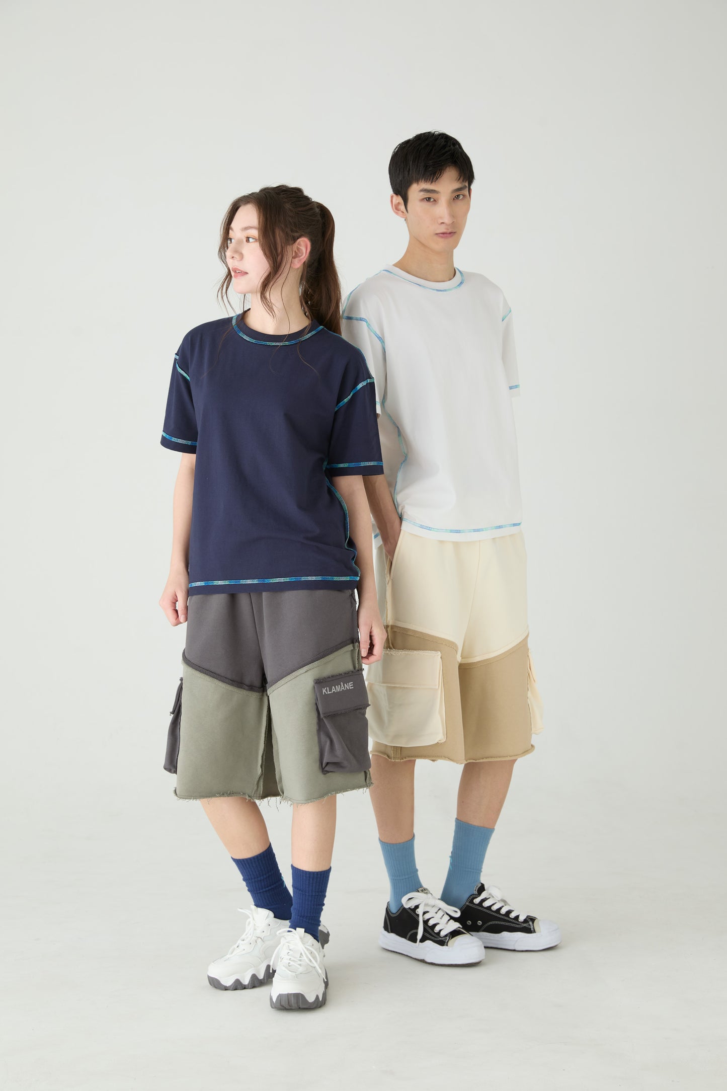 バイカラーハーフパンツ